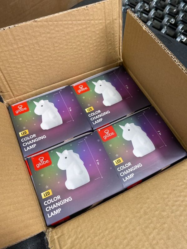 Photo 1 of 6.46 in. Rechargeable Rylie Unicorn Multi-Color Changing Integrated LED Silicone Touch Activated Night Light Lamp, White 4 pack