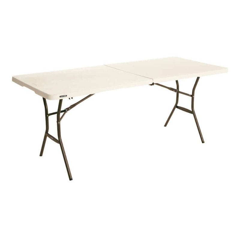 Photo 1 of 6 ft. Fold-in-Half Table: Almond