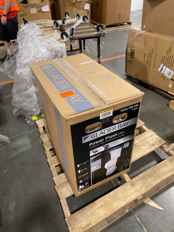 Photo 1 of Power Flush 2-Piece 1.28 GPF Single Flush Elongated Toilet in White with Slow-Close Seat Included