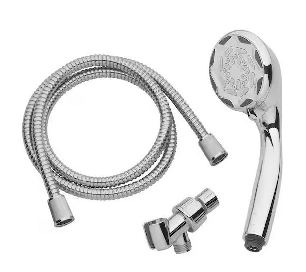 Photo 1 of 4 in. 6-Spray Wall Mount Handheld Shower Head in Chrome
