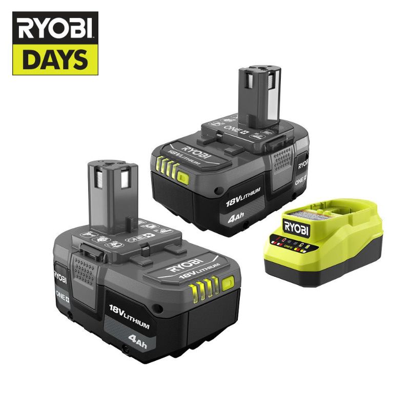Photo 1 of generic1 Ryobi ONE+ 18V Lithium-Ion 4.0 Ah Battery (2-Pack) and Charger Kit, 1 (PSK006) 3