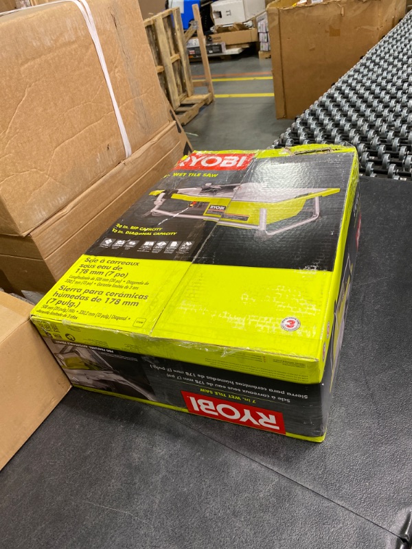 Photo 3 of Ryobi WS722 7 Inch 4.8 Amp Portable Tabletop Wet Tile Saw with Miter Guide and Induction Motor (New Open Box)