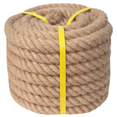 Photo 1 of (2 In X 25 Ft) Heavy Duty Hemp Rope Jute Rope For Docks, Nautical, Railings, Sports, Decorating


