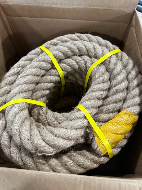 Photo 2 of (2 In X 25 Ft) Heavy Duty Hemp Rope Jute Rope For Docks, Nautical, Railings, Sports, Decorating


