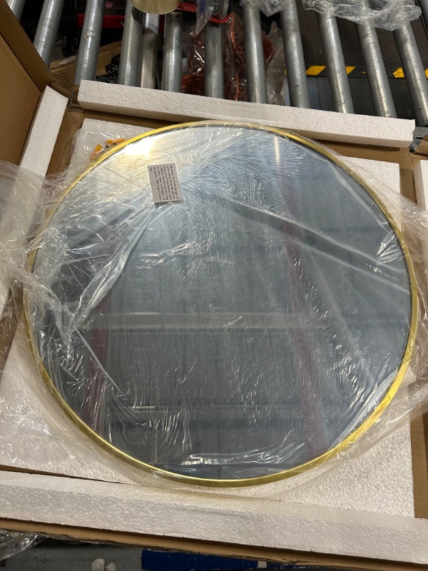 Photo 1 of  Round Mirror Gold 20 inch Circle Wall Mirror Decorative Brushed Metal Frame Wall Mounted for Bathroom, Living Room, Bedroom, Entryway
