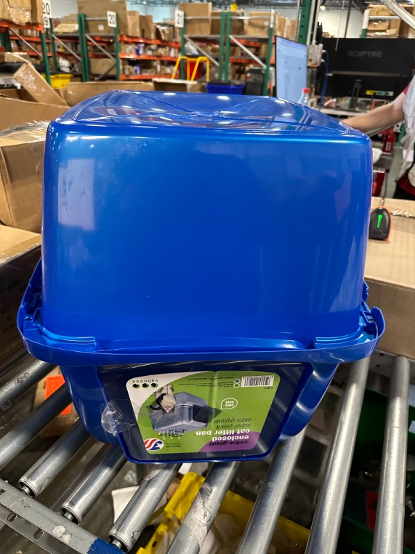 Photo 3 of  Enclosed Sifting Cat Pan/Litter Box, Extra Large BLUE