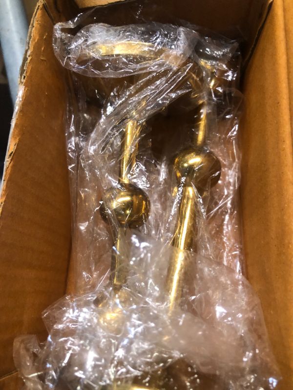 Photo 4 of **USED CHIPPED AND SCRATCHED** Gold Candle Holders - Candle Stick Candle Holders Set of 2 - Gold Taper Candle Holders - Decorative Candlestick Holder for Homes, Hotels, Dinning, Fits 3/4 inch Thick Candles Bubble