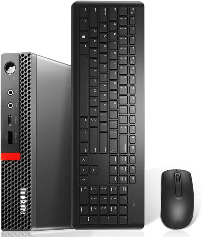 Photo 1 of **NON FUNCTIONING* Lenovo ThinkCentre M920q Tiny Desktop Intel i7-9700T Up to 4.30GHz 16GB RAM New 1TB NVMe SSD Built-in AX210 Wi-Fi 6E BT HDMI Dual Monitor Support Wireless Keyboard and Mouse Win11 Pro (Renewed)
