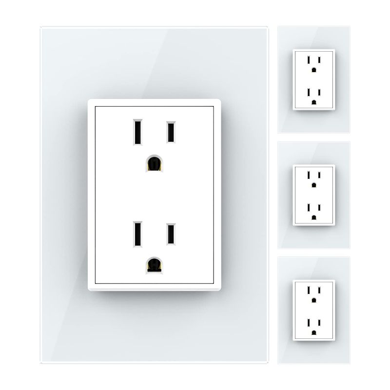 Photo 1 of 
LIVOLO White US Standard Vertical Duplex Receptacle Electrical Outlets , with Tempered Glass Panel(15A),AC 110~220V