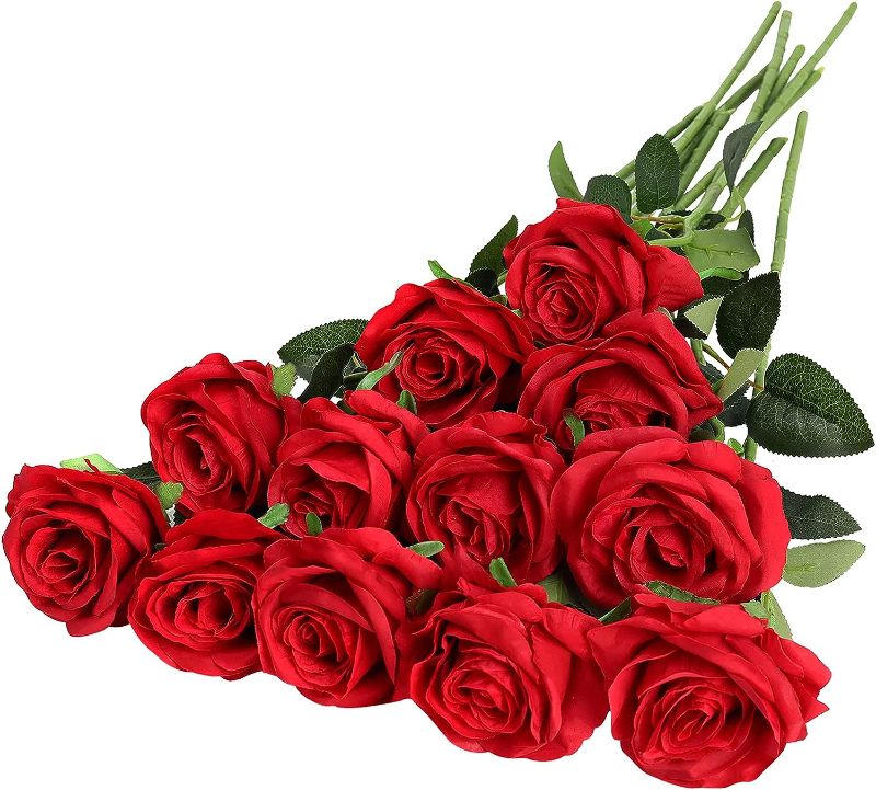 Photo 1 of Artificial Silk Flowers Realistic Roses Bouquet Long Stem for Home Wedding Decoration Party**** SIMILAR COLORS****