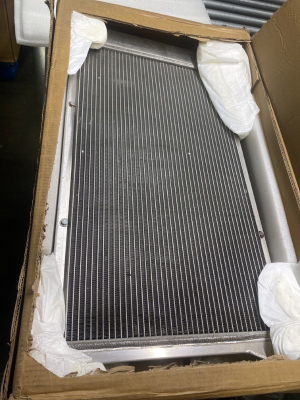 Photo 2 of ALLOYWORKS 4 Row Core Aluminum Radiator For 1967-1972 Chevy C/K Series C10 C20 K10 K20 Pickup Suburban Truck Radiators, with 2 x 12" Fan w/Louver Shroud Thermostat Relay Wire Kit Radiator, OEM# CU369 4 row radiator shroud fan relay kit