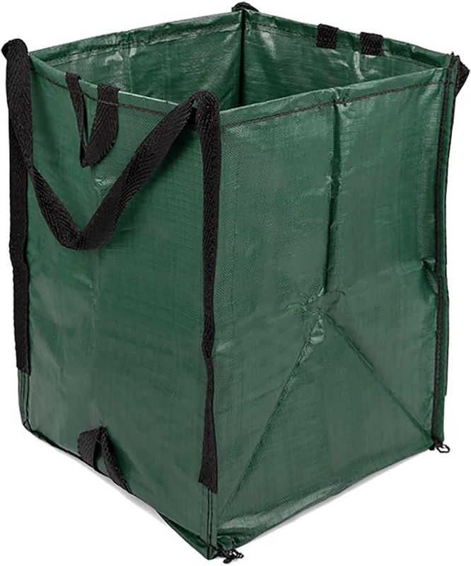 Photo 1 of DURASACK Heavy Duty Home and Yard Waste Bag 48-Gallon Woven Polypropylene, Reusable Lawn and Leaf Garden Bag with Reinforced Carry Handles, Pop-Up Self-Standing Garbage Can, Green, 2 PACK  ***USED RESUSEABLE BAGS 2 PACK *****