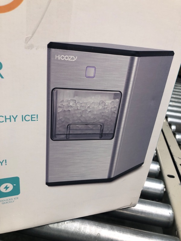 Photo 3 of **USED NOT COMPLETE FOR PARTS*** HiCOZY Dual-Mode Nugget Ice Maker Countertop, Compact Crushed Ice Maker, Produce Ice in 5 Mins, 55LB Per Day, Self-Cleaning and Automatic Water Refill, Suitable for Home, Office, Party, Bar (Black) Standard Black-Dual Mode
