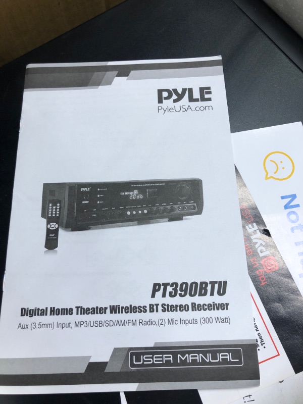 Photo 3 of ***FOR PARTS ONLY***

Pyle Wireless Bluetooth Power Amplifier System 300W 4 Channel Home Theater Audio Stereo Sound Receiver Box Entertainment w/ USB, RCA, 3.5mm AUX, LED, Remote for Speaker, PA, Studio- PT390BTU,BLACK Home Theater Amplifier