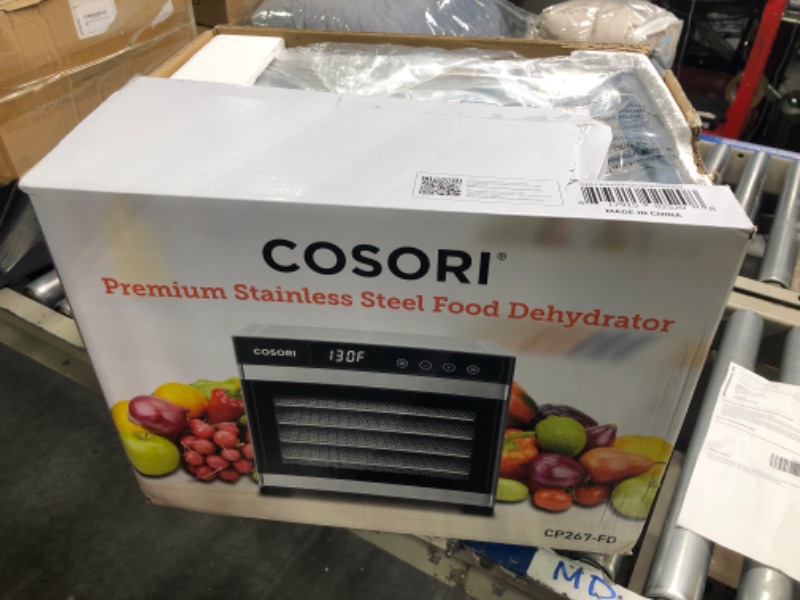 Photo 2 of ***DAMAGED for Parts only ***COSORI Food Dehydrator (50 Recipes) for Jerky, Vegetables Fruit, Meat, Dog Treats, Herbs, and Yogurt, Dryer Machine with Temperature Control, 6 Stainless Steel Trays, Rear-Mounted Fan, Silver 6 trays Dehydrator Machine (silver