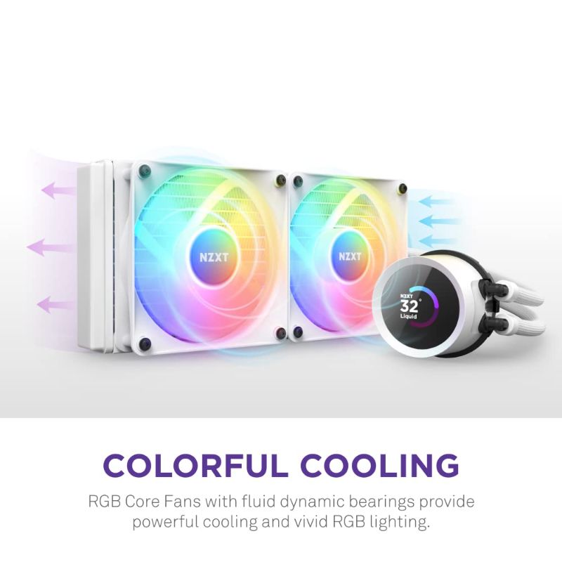 Photo 1 of NZXT Kraken 360 RGB - 360mm AIO CPU Liquid Cooler - RL-KR360-W1 - Customizable 1.54" Square LCD Display for Images, Performance Metrics - High-Performance Pump - White
