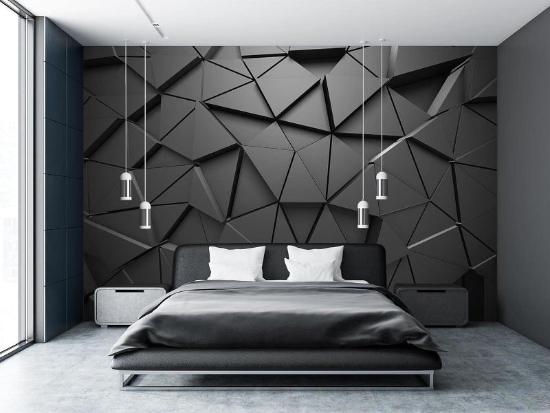 Photo 1 of Cliouar-Black Geometric Figures 3D Wallpaper Mural 158" x 110"(Not Self-Adhesive)
