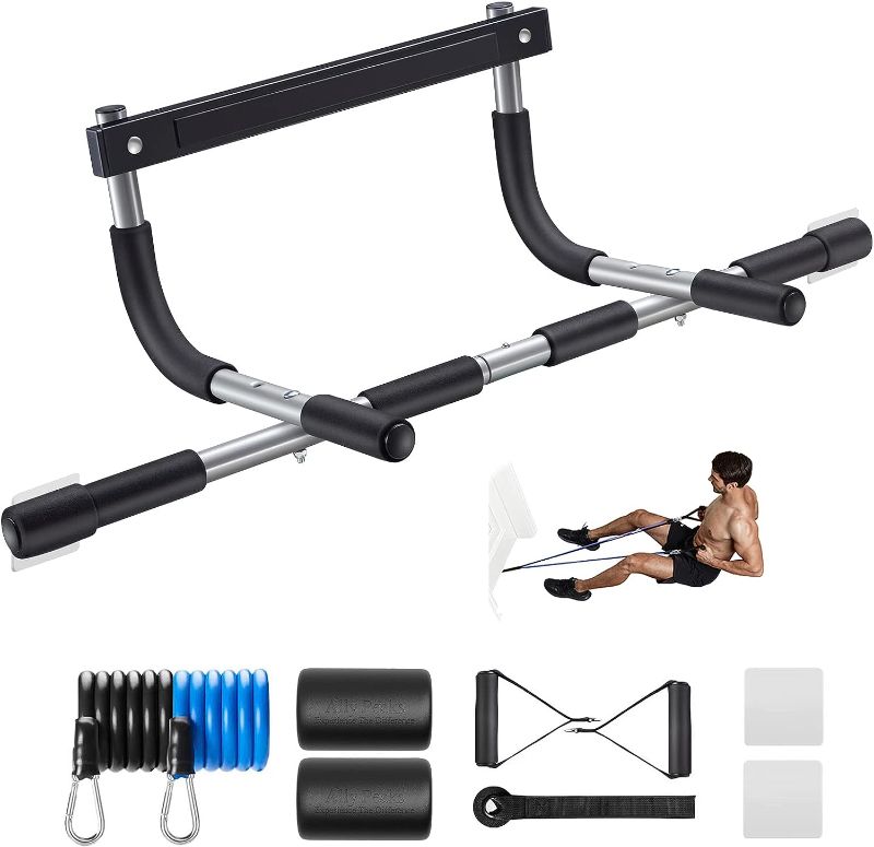 Photo 1 of Ally Peaks Pull Up Bar for Doorway | Thickened Steel Max Limit 440 lbs Upper Body Fitness Workout Bar| Multi-Grip Strength for Doorway | Indoor Chin-Up Bar Fitness Trainer for Home Gym Portable