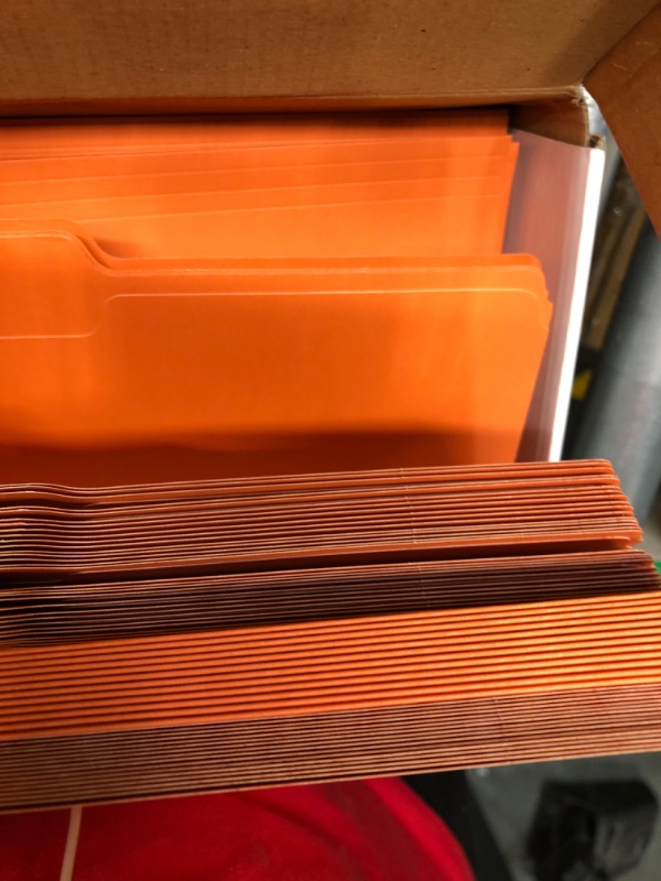 Photo 4 of Blue Summit Supplies Orange File Folders, 1/3 Cut Tab, Legal Size, Great for Organizing and Easy File Storage, 100 Per Box