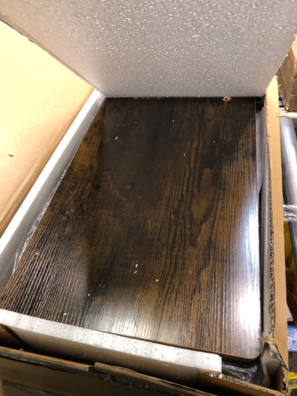 Photo 1 of AZL1 Life Concept End Living Room, Sofa Side Couch, Vintage C Table for Laptop Coffee Snack, Walnut Rustic Brown 2