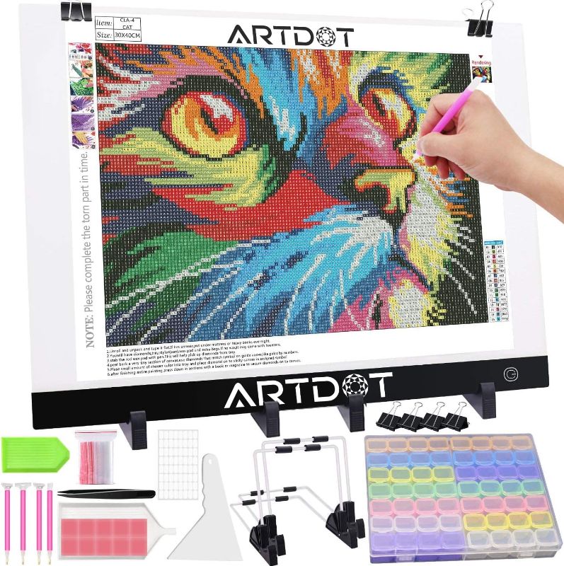 Photo 1 of ARTDOT A3 LED Light Pad for Diamond Painting, USB Powered Light Board Kit, Adjustable Brightness with Diamond Painting Tools Detachable Stand and Clips