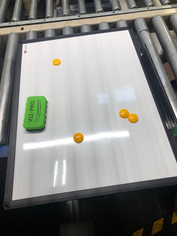Photo 1 of VIZ-PRO Magnetic Whiteboard/Dry Erase Board with Black Aluminium Frame, 24 X 18 Inches, Includes 1 Eraser & 2 Markers & 4 Magnets Black 24 X 18 Inches