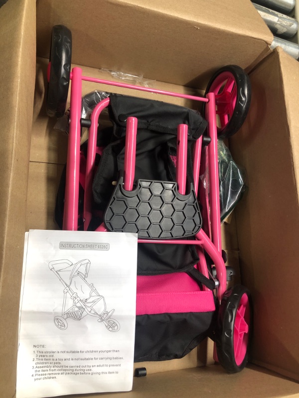 Photo 1 of Click N' Play Precious Toys Baby Doll Stroller - Baby Stroller for Dolls - Doll Stroller for Toddlers and 2-Year-Old Girls and Older - Hot Pink with Hood, Basket and Foam Handles, (PT0129A)