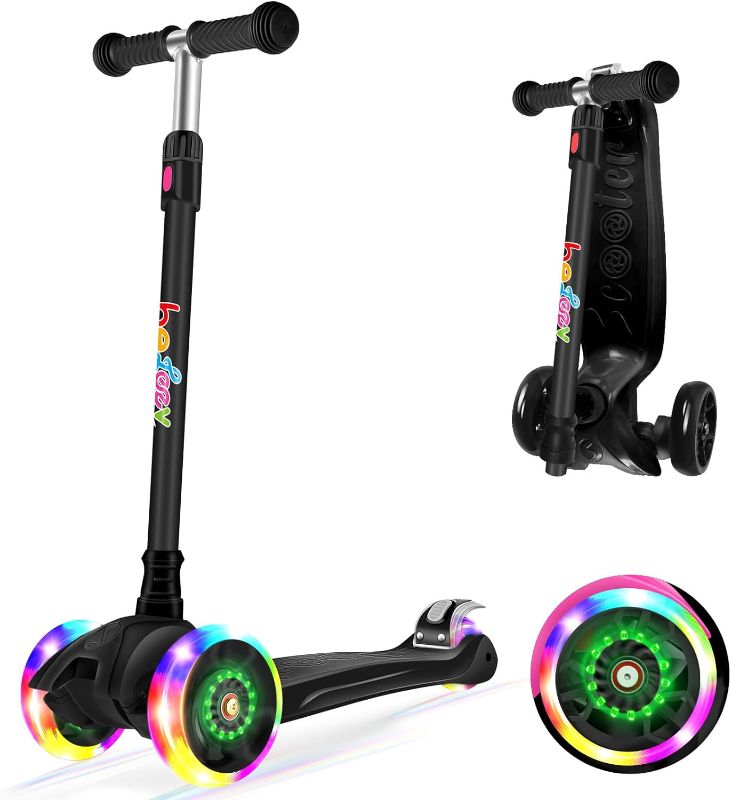 Photo 1 of BELEEV A1 Scooter for Kids Ages 2-8, 3 Wheel Scooter for Toddlers Girls Boys, PU Light-Up Wheels, 4 Adjustable Height, Lean to Steer, Non-Slip Deck, Three Wheel Kick Push Scooter for Children