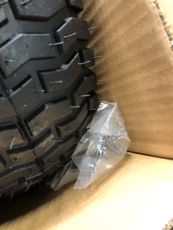 Photo 1 of 15x6.00-6 lawn mower tires,4 Ply Tubeless Front Tire Assembly Replacement for Craftsman Mower,570lbs Capacity,3"offset hub,3/4"Bushing, for More Lawn &Garden Riding Mower (2 Pack)