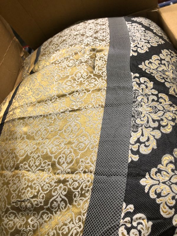 Photo 6 of ** USED AND***DAMAGED****Madison Park Essentials Michelle 24-Piece Room in A Bag Comforter Set-Satin Jacquard, All Season Luxury Bedding, Sheets, Decorative Pillows and Curtains, Valance, Black King(104"x92") Black King (104 in x 92 in)