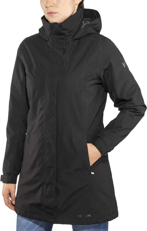 Photo 1 of Helly-Hansen Womens Aden Insulated Waterproof Windproof Breathable Long Length Packable Hood Rain Coat Jacket 990 Black Large