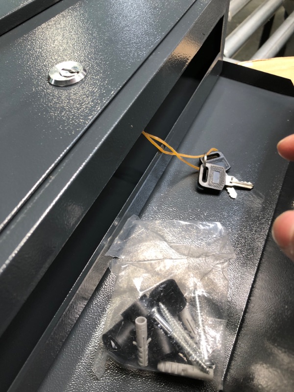 Photo 1 of Ydocabinit Mailbox Wall Mount,Large Capacity Locking Mailbox for Outside,Galvanized Steel Cover and Rust-Proof Metal Post Box with Newspaper Holder,14.6"x14.6"x4.3" Grey, MD002-2G 002-2-dark Grey