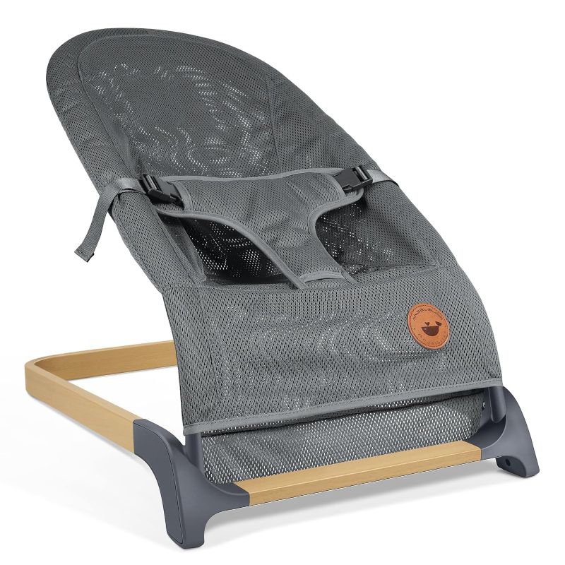 Photo 1 of ANGELBLISS Baby Bouncer, Portable Bouncer Seat for Babies, Infants Bouncy Seat with Mesh Fabric, Natural Vibrations (Dark Grey)