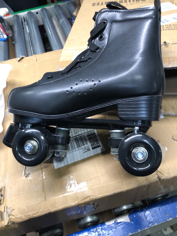 Photo 3 of XUDREZ Roller Skates, Double-Row Roller Skates for Unisex, Roller Skates PU Leather High-top Roller Skates Four-Wheel Roller Skates Shiny Roller Skates Black Wheel Women's 9 / Men's 7.5