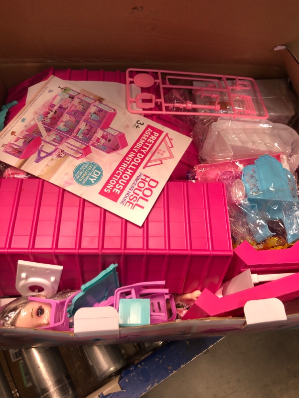 Photo 1 of beefunni Doll House, 4 Stories 11 Rooms Dollhouse for Girls with 2 Dolls Furniture & Accessories, Dollhouse 4-5 Year Old, Doll House 2023 Christmas New Gifts for 3 4 5 6 7 8+ Year Old Girls Toys
