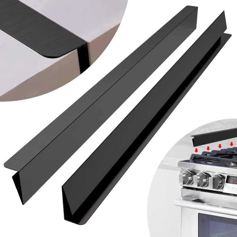 Photo 1 of IIIOIIIA Upgrade“L” Kitchen Stove Counter Gap Cover (2 Pack) Stainless Gap Covers Between Stove and Counter with Wide & Long, Protect Stove Gap Filler Sealing Spills in Kitchen (25.5 Inch, Black)