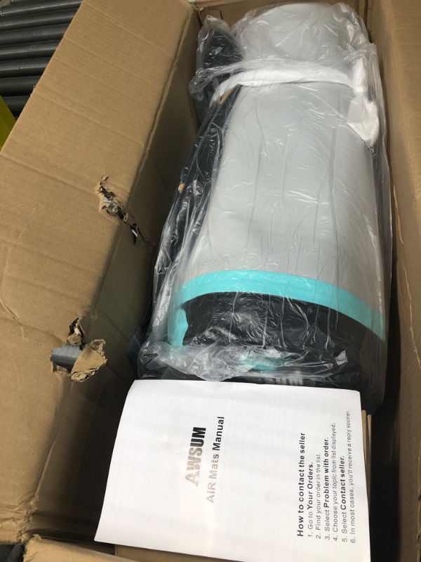 Photo 1 of AWSUM Inflatable Air Gymnastics Mat 10ft/13ft/16ft/20ft/23ft Training mat 4/8 inches Thick tumbling mat with Electric Pump for Home/Gym/Outdoor 10ft*3.3ft*4in(3*1*0.1M) Mint Green/Black
