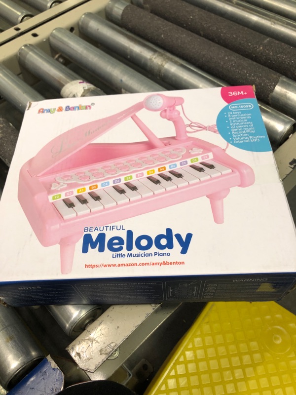 Photo 2 of Amy&Benton Piano Toy Baby Toddler Girls Birthday Gift 1 2 3 Years Old Pink Toy Piano pink piano toy 24 keys