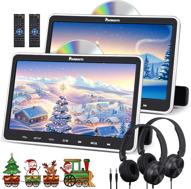 Photo 1 of **USED NOT COMPLETE** NAVISKAUTO 10.1" Headrest DVD Players with HDMI Input 2 Headphones Mounting Brackets, Support Sync Screen, Last Memory, Region Free, USB/SD Card (2 Car DVD Players)