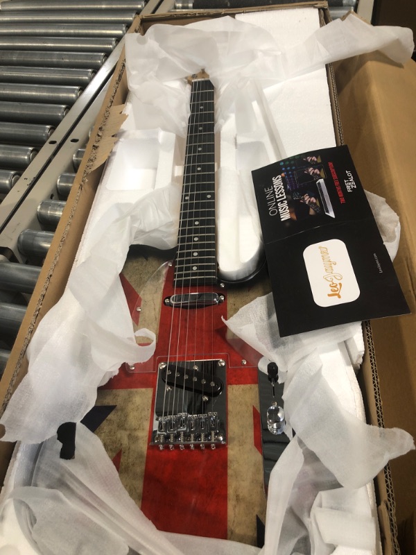 Photo 3 of Leo Jaymz TL Style Electric Guitar with UK Flag Sticker - High Gloss Mahogany Body and Hard Maple Neck - High Transparent Acrylic Pickguard (UK Flag, Deluxe) Standard UK Flag