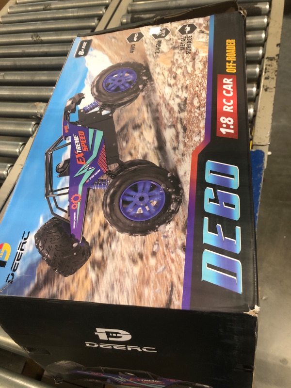 Photo 2 of DEERC DE60 Large 1:8 Scale Upgraded RC Cars Remote Control Car for Adults Boys,Off Road Monster Truck with Realistic Sound,2.4Ghz 4WD Rock Crawler Toy All Terrain Climbing,2 Batteries for 80 Min Play Classic Blue