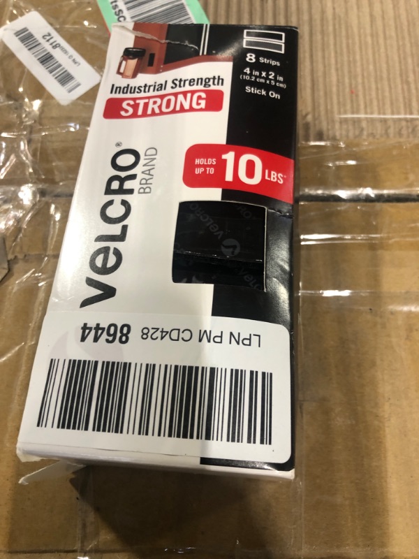 Photo 2 of VELCRO Brand Heavy Duty Fasteners | 4x2 Inch Strips with Adhesive 8 Sets | Holds 10 lbs | Black Industrial Strength Stick On Tape | Indoor or Outdoor Use (VEL-30703-USA) Black 4in x 2in Tape