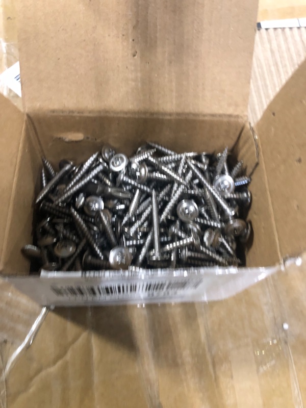 Photo 3 of (200 pcs)#8×1-1/4" Phillips Truss Head Wood Screws Stainless Steel 410 Quick Metal Self Tapping #8×1-1/4" Silver