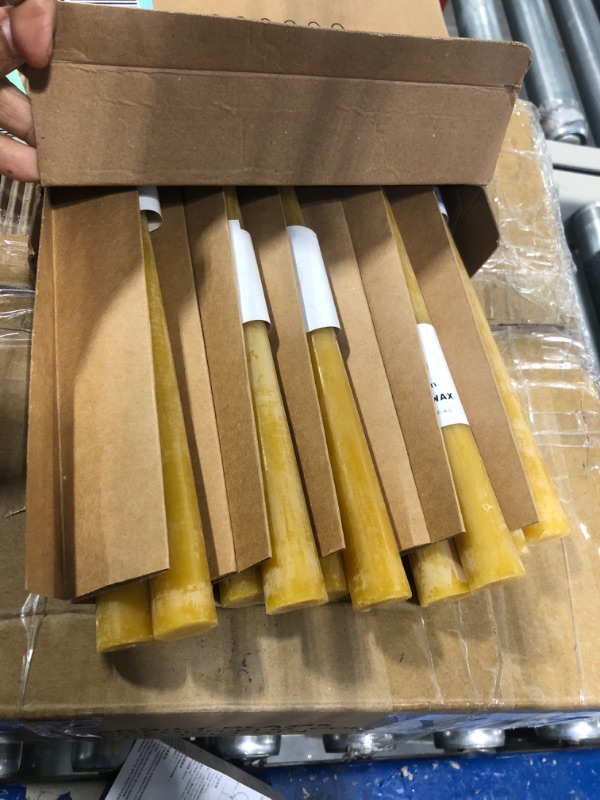 Photo 3 of 16PCS Beeswax Taper Candles, 9" Handmade Natural Candles, Dripless and Smokeless?9 Hour Burn Time RAW 16PCS