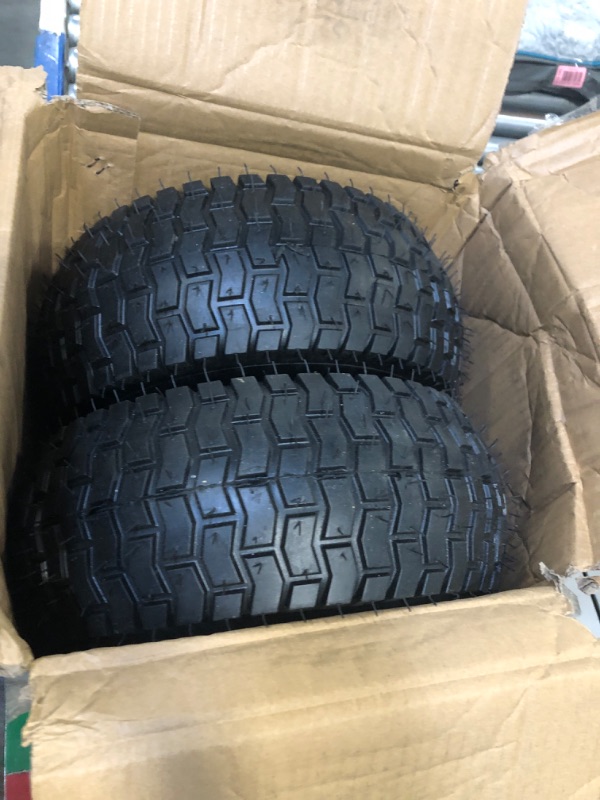 Photo 3 of Upgrade 2 Pcs 13x5.00-6 Tire and Wheel, 13x5.00-6 Tire with 3/4" Grease Bushing and 3"-5.4" Centered Hub, Air Filled 13x5x6 Lawn Mower Tire Assembly for Commercial Lawn, Garden Turf