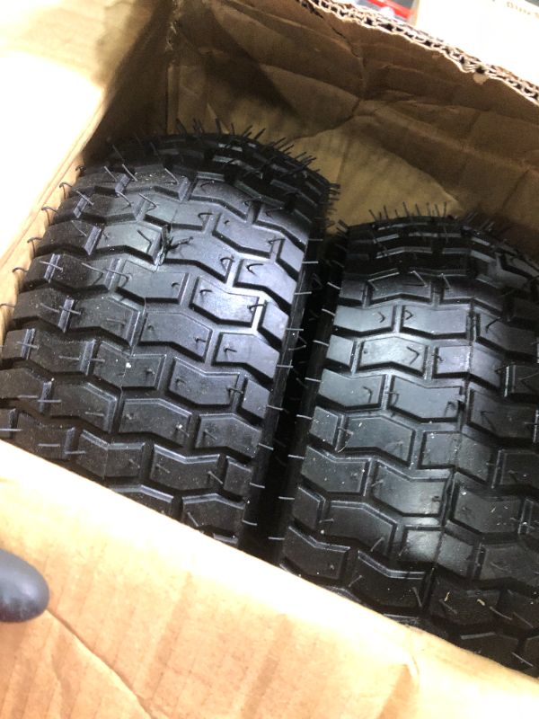 Photo 4 of Upgrade 2 Pcs 13x5.00-6 Tire and Wheel, 13x5.00-6 Tire with 3/4" Grease Bushing and 3"-5.4" Centered Hub, Air Filled 13x5x6 Lawn Mower Tire Assembly for Commercial Lawn, Garden Turf