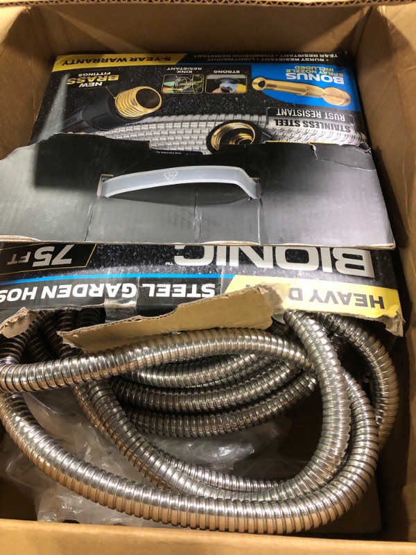 Photo 3 of **** USED **** Bionic Steel PRO Garden Hose - 304 Stainless Steel Metal 75 Foot Garden Hose – Heavy Duty Garden Hose Lightweight, Kink-Free, Stronger Than Ever with Brass Fittings and On/Off Valve – 2021 Model 75' Hose