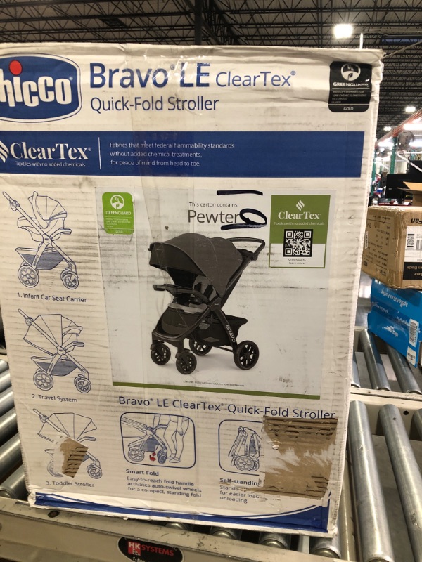 Photo 1 of Chicco Bravo LE ClearTex Quick-Fold Stroller - Pewter | Grey