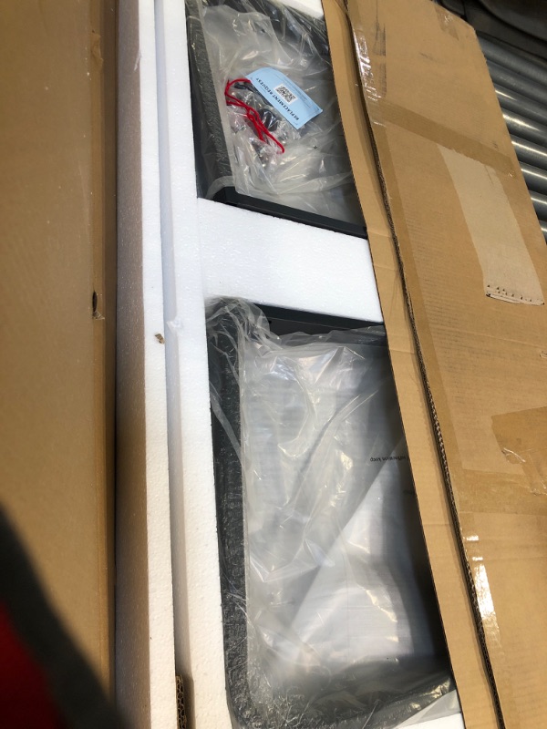 Photo 1 of HSH Industrial Coffee Table, Modern Minimalist Center Table, Wooden Rectangle Living Room Table for Small Space, Farmhouse Wood and Metal Tea Table for Home Bedroom Office, Light Grey Oak, 47 in Light Grey Oak 47 inch