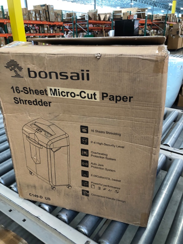 Photo 3 of Bonsaii Paper Shredder, 16 Sheet Micro Cut Shredder for Home Office 60-Minute Heavy Duty Shredder with 6 Gallon Pullout Basket P-4 Level (C149-D)